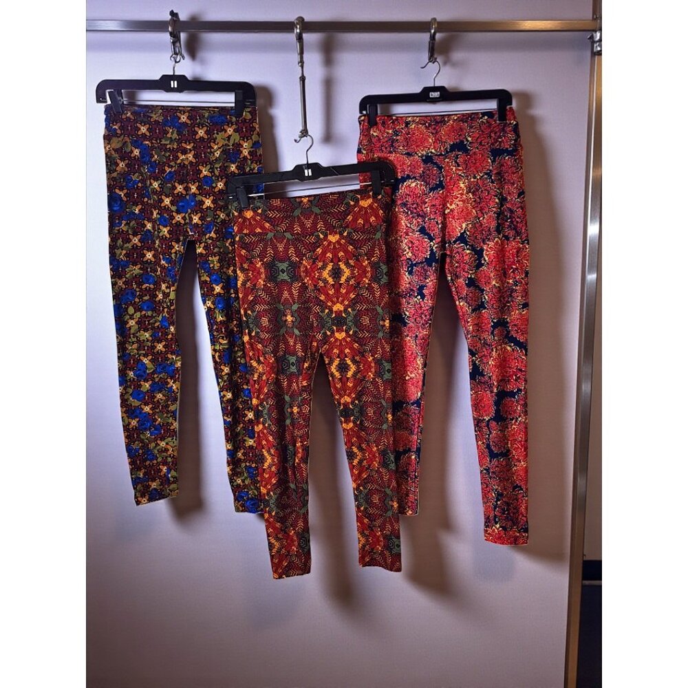 3-Pack Lularoe OS Leggings –One Size Bold Prints Bundle –Floral & Tribal Pattern